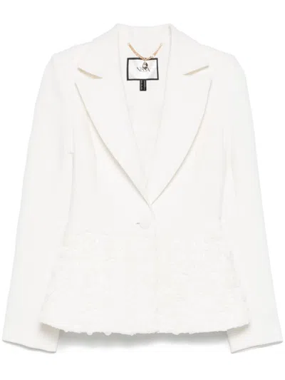 Nissa 3d Flowers Single-breasted Blazer In White