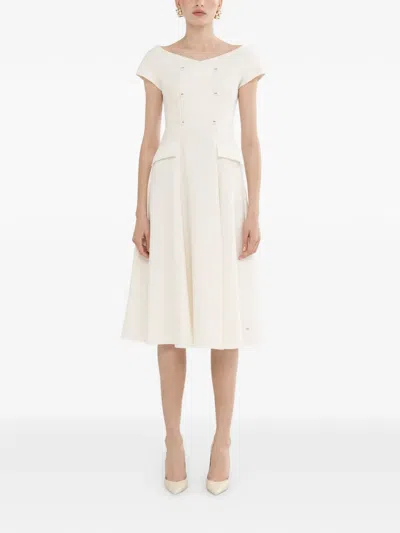 Nissa A-line Button Dress In White