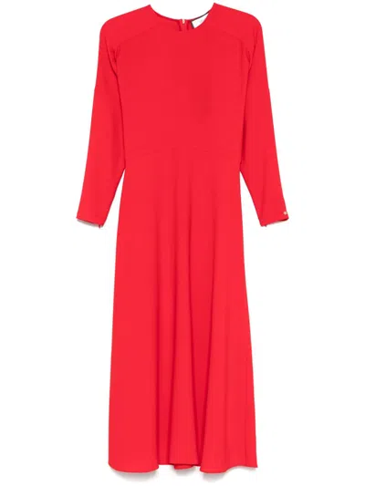 Nissa A-line Crepe Mid Dress In Red