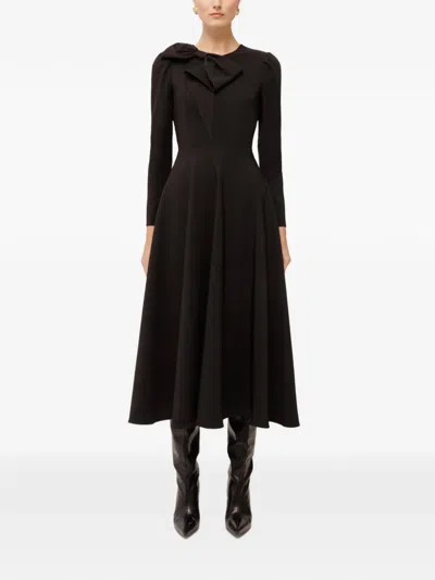 Nissa A-line Midi Dress In Black