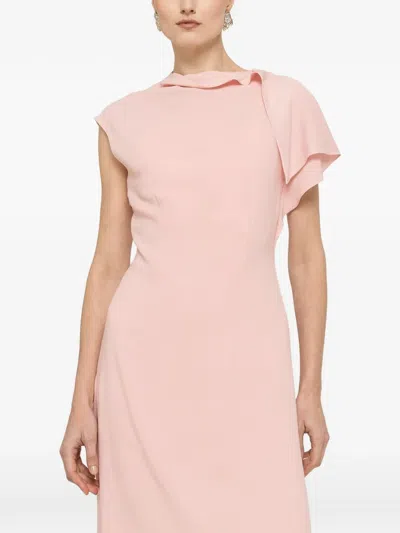 Nissa A-line Ruffle Midi Dress In Pink