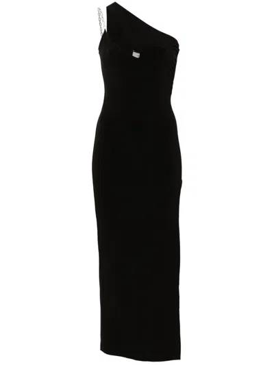 Nissa Cut-out One-shoulder Midi Dress In Black