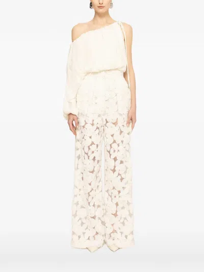 Nissa Asymmetrical Chiffon Blouse In Neutral