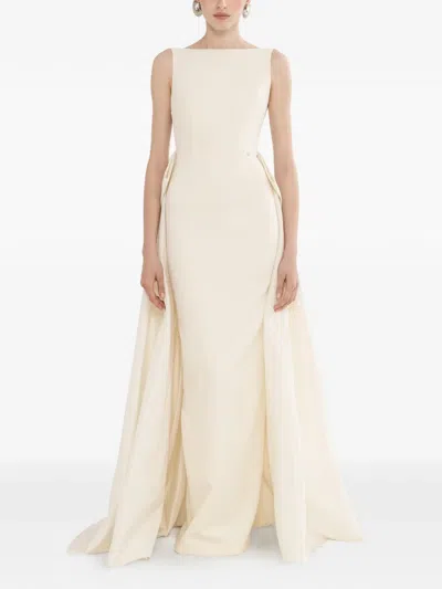 Nissa Backless Bow-detail Dress In Neutral