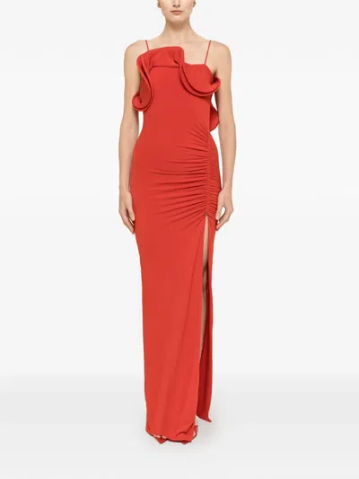Nissa Backless Maxi Dress In Red