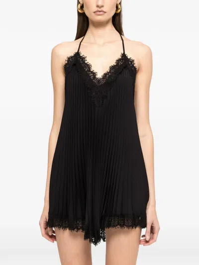 Nissa Backless Pleated Mini Dress In Black