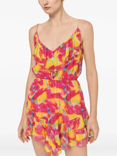 Nissa Backless Silk Mini Dress In Multi