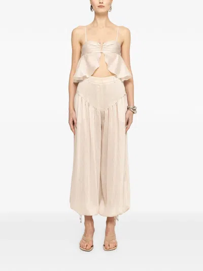 Nissa Balloon Fit Trousers In Neutral