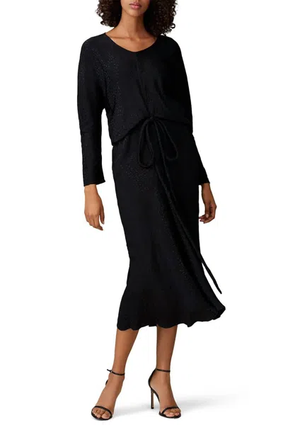 Nissa Bat Long Sleeve Dress In Black