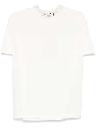 Nissa Beaded Collar T-shirt In White