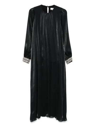 Nissa Beaded-cuff Maxi Dress In Black
