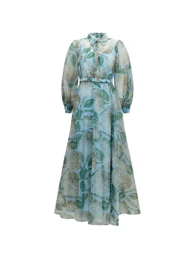 Nissa Belted Floral-print Maxi Dress In Green