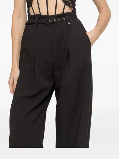Nissa Belted High-rise Trousers In Black