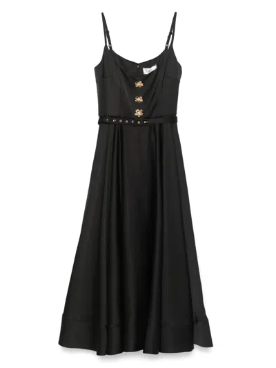 Nissa Belted Midi Dress In Black