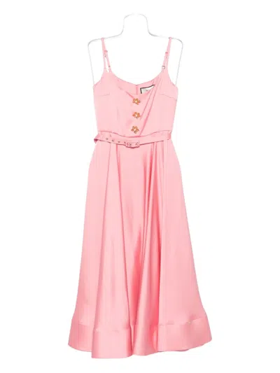 Nissa Belted Midi Dress In Pink