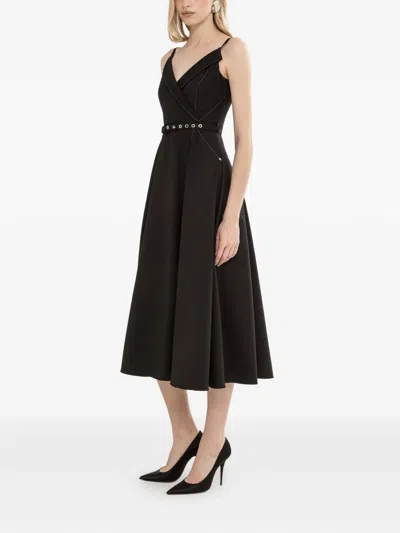 Nissa Belted Midi Dress In Black
