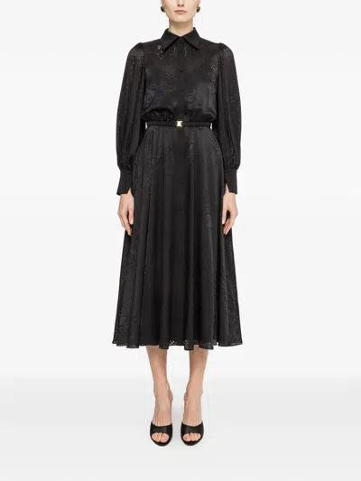 Nissa Belted Midi Dress In Black
