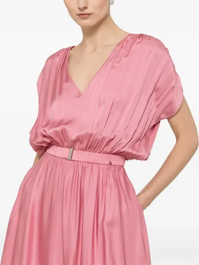 Nissa Belted Midi Dress In Pink