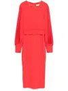 Nissa Belted Midi Dress In Red