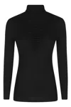 Nissa Lyocell-wool-blend Turtleneck Top In Black