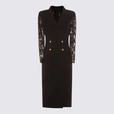 Nissa Black Midi Dress In Brown