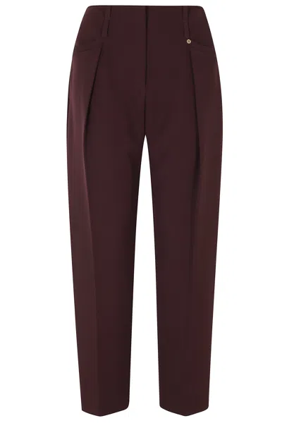Nissa Bordeaux Side Slit Pockets Straight-leg Polyester Trousers In Brown