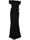 Nissa Bow-detail Lace Maxi Dress In Black