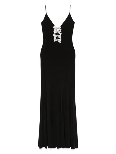 Nissa Bow-detail Maxi Dress In 黑色