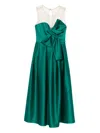 Nissa Bow-detail Midi Dress In Green