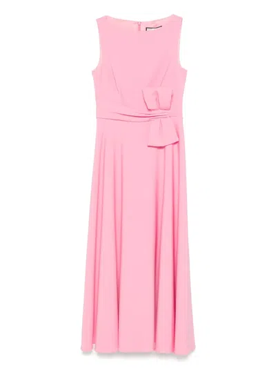 Nissa Bow-detail Midi Dress In Pink