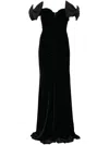 Nissa Bow-detail Velvet Maxi Dress In Black