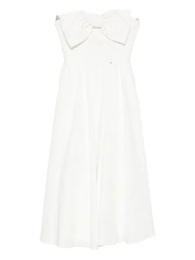 Nissa Bow-detailed Midi Dress In White
