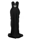 Nissa Bow-embellished Draped Dress In Black
