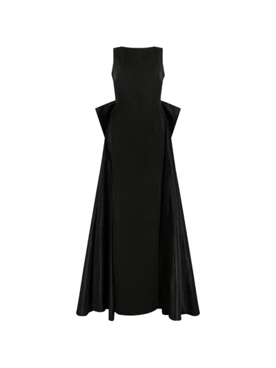 Nissa Bow-detail Crystal-embellished Gown In Black