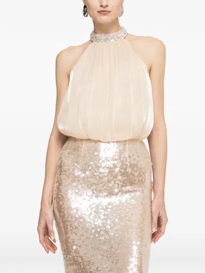 Nissa Bow-detail Sequin Maxi Dress In Multi