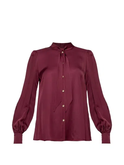 Nissa Bow-detail Viscose Shirt In Red