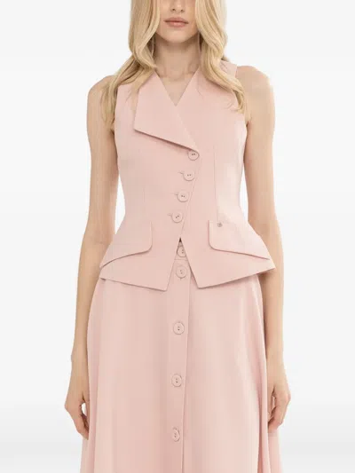 Nissa Button Tailored Vest In Pink