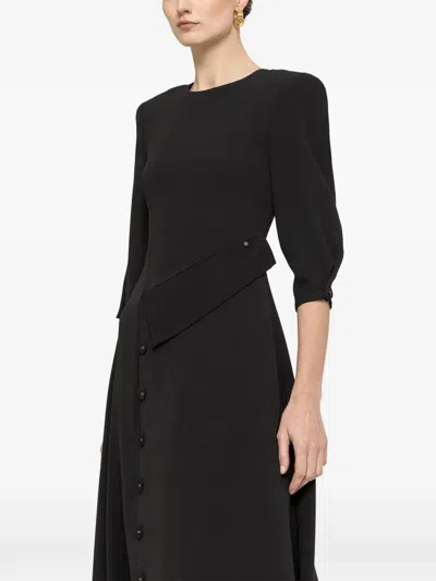 Nissa Button-detail Midi Dress In Black