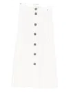 Nissa Buttoned Pleated Midi Skirt In White