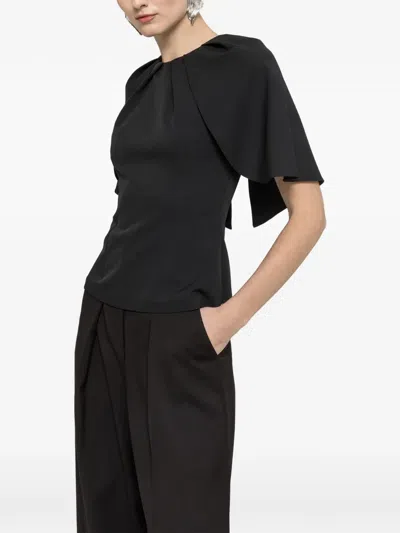 Nissa Cape Design Blouse In Black
