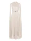 Nissa Cape-design Maxi Dress In Neutral