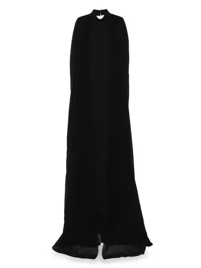 Nissa Cape-style Backless Gown In Black