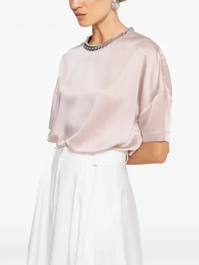 Nissa Chain-detail Satin Top In Pink