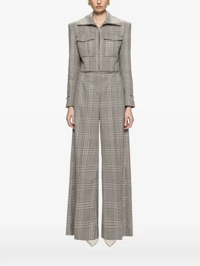 Nissa Checked Cropped Jacket In Gray