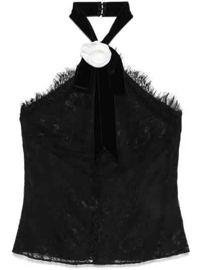 Nissa Corded-lace Top In Black