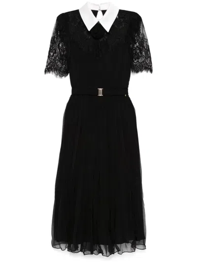 Nissa Crepe Midi Dress In Black
