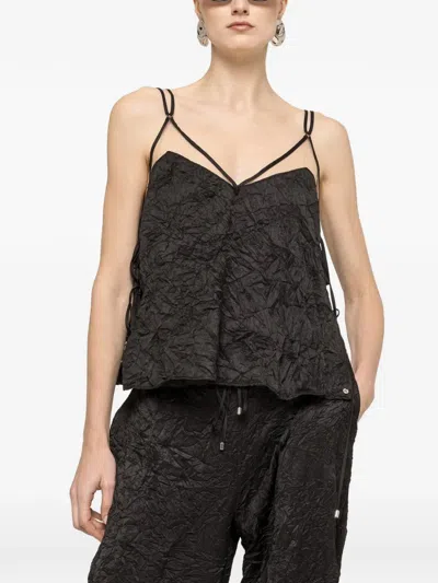 Nissa Crinkle-effect Top In Black