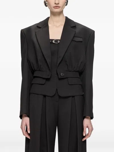 Nissa Cropped Gathered Blazer In Black