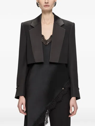 Nissa Cropped Wool-blend Oversized Blazer In Black