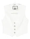 Nissa Crystal-button Sleeveless Vest In White